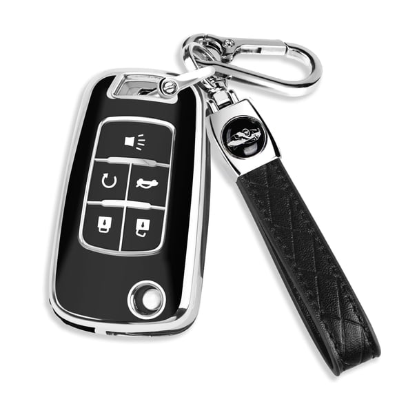 for Chevy Key Fob Cover with Keychain Soft TPU Compatible with 2010-2019 Chevy Equinox Malibu Impala Cruze Sonic Camaro 5-Buttons