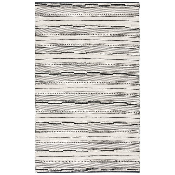 SAFAVIEH Natura Joyce Striped Area Rug, Black/Ivory, 4' x 6'