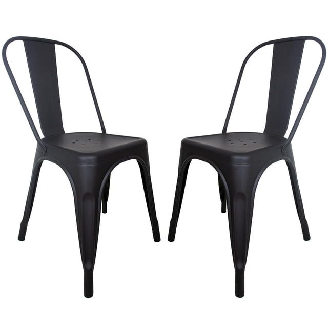 Set De 2 Sillas Tolix Metálicas Vintage Para Comedor Restaurante Exterior Interior negro