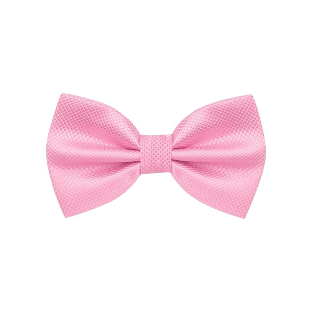 INSPIRE CHIC Men's Grids Patterned Solid Color Adjustable Pre-tied Bow Tie Pink