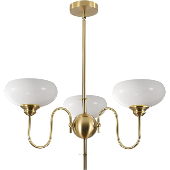 KCO Gold and White French Chandelier Modern 3 Light Dining Room Chandelier Over Table Vintage Foyer Chandeliers