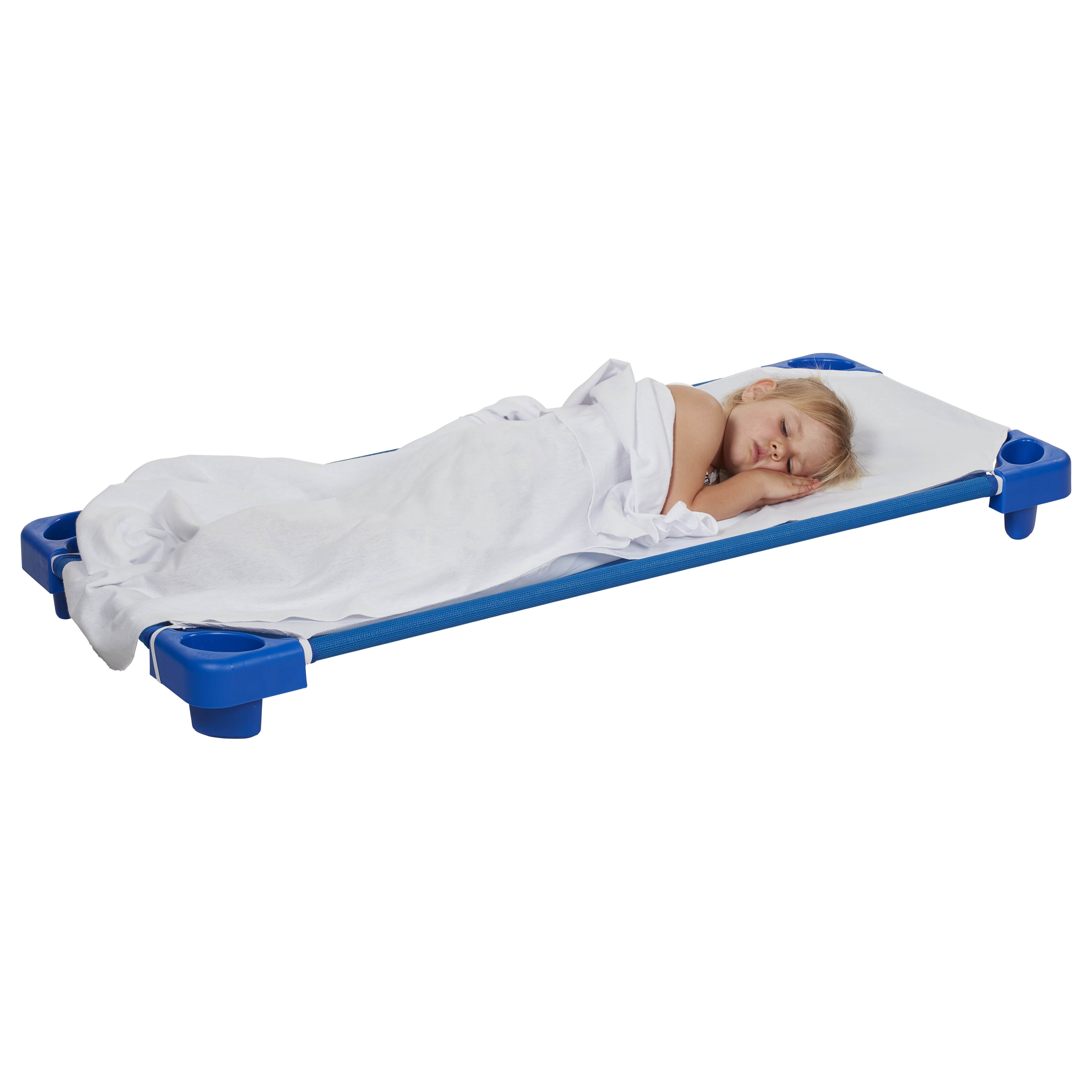 ECR4Kids Children’s Naptime Cot, Stackable Heavy-Duty Cot Bed,  Ready-to-Assemble, 6-Pack - Blue