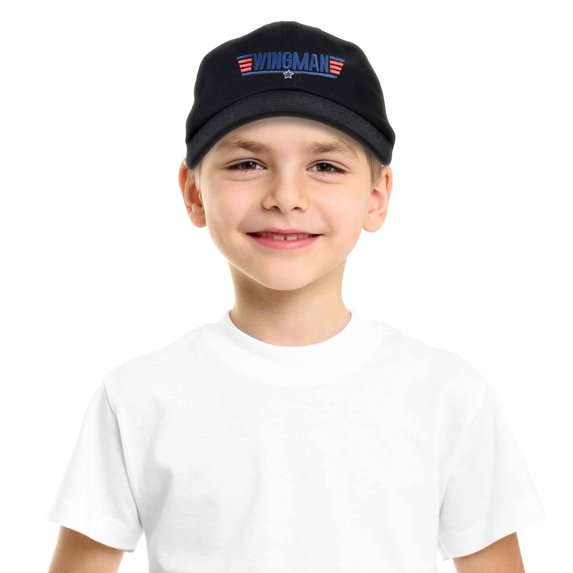 DALIX Father Son Pilot and Wingman Matching Hat Set Embroidered Baseball Cap in Black