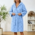 thumbnail image 4 of Kaemgyyd Womens Bathrobe Hooded Nightgown Trendy Print Sleepwear Ladies Fleece Plush Warm Long Robes（Blue,One Size）, 4 of 7