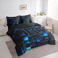 thumbnail image 2 of Erosebridal Abstract Letter Monogrammed R Twin Bedding Sets 7-Piece For Children Kids,Geometric Buffalo Plaid Bedding Comforter Set For Teens Boys Girls,Black Reversible, 2 of 6