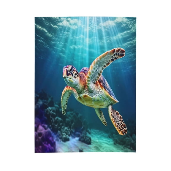 PHELIKA Sea Turtle Swiming In Underwater 02 All Season Soft Throw Blanket Lightweight Flannel Fleece Blankets 50"x40"