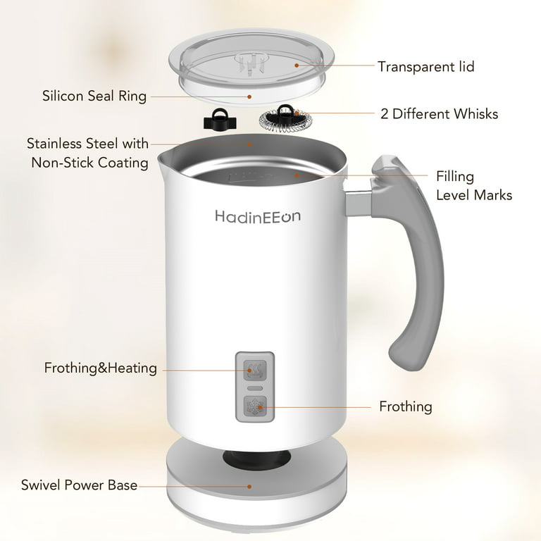 HadinEEon Milk Frother,500ml Electric Milk Steamer, Automatic Hot or Cold  Milk Frother Warmer,Foam Maker, Milk Heater for Coffee,Latte,Cappuccinos or