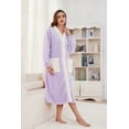 thumbnail image 4 of HEARTNICE Womens Plush Robe, Lightweight Fluffy Bathrobe Button Warm Loungewear,(Lavender+White,L-XL), 4 of 5