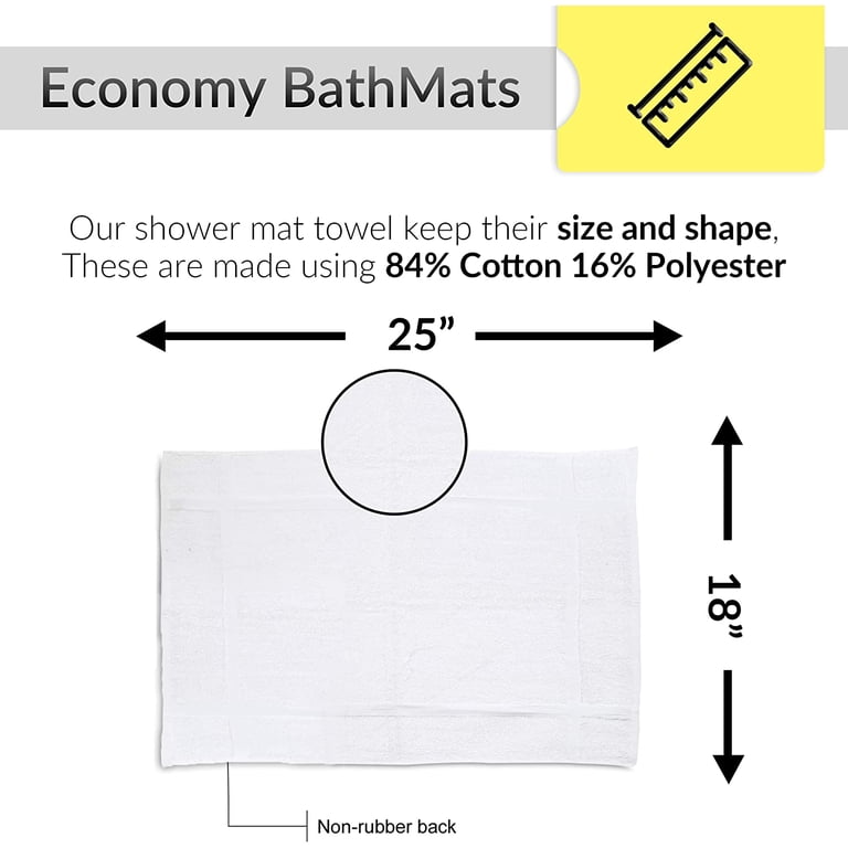 GOLD TEXTILES 12-Pack Hotel Bath Mats - 18x25 Inch Cotton Blend White Towels Quick Drying