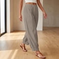 thumbnail image 6 of iHPH7 Casual High Waist Barrel Pants Tapered Hem Cotton Linen Baggy Lantern Trousers for Women with Pockets Summer Boho Beach Lounge Wear Khaki L, 6 of 8
