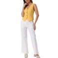 thumbnail image 2 of Chaleco sin mangas de botón y cuello en V para mujer Inspire Chic, color amarillo, talla S, 2 of 6