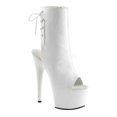 thumbnail image 2 of **8" Heel, 4" PF Open Toe/Heel Ankle Boot, Side Zip - Wht Faux Leather/Wht, 10, 2 of 5
