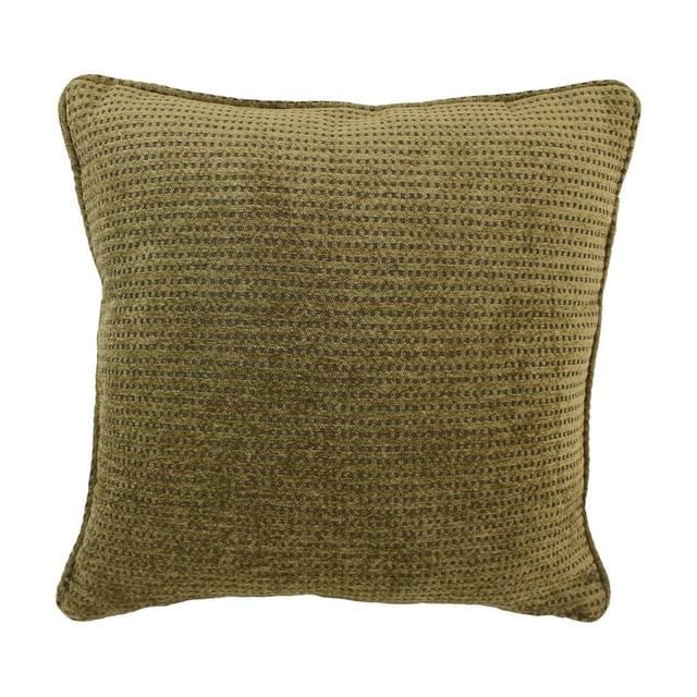 18-inch Double-corded Square Patterned Jacquard Chenille Throw PIllow with Insert - Gingham Brown