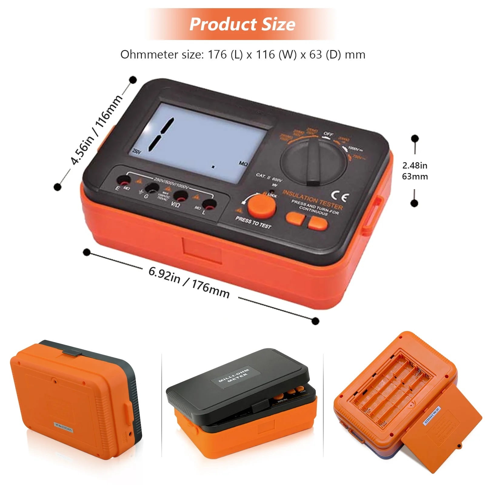 Digital Megometer Meter Insulation Tester DCV ACV Resistance 0-2000M High Voltage Portable Multimeter DC 250/500/1000V AC 750V ,Accurate and Speed