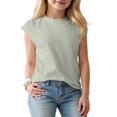 thumbnail image 4 of Karoyedx T Shirts for Little Girls Kids Girls T Shirts Casual Short Sleeve Tee Tops Crewneck Color Block Cute Clothes Light Green Size,11-12 Years, 4 of 5