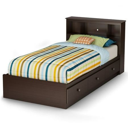 City Collection Twin Bed - South Shore Zach Collection Twin Bookcase Bed - Chocolate
