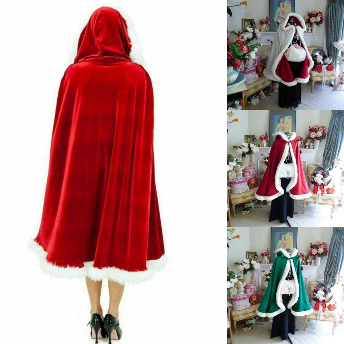 Red cape with white fur trim deals