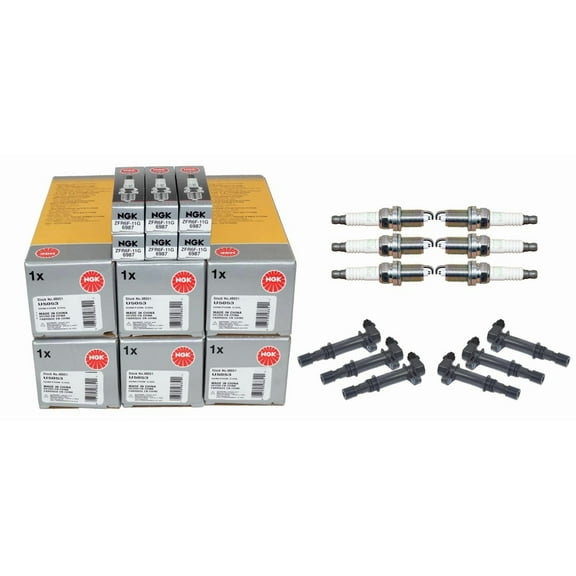 6 Ignition Coils (48651) & 6 VPower Spark Plugs (6987) Kit Compatible with Dodge Jeep Mitsubishi 3.7L V6 by NGK