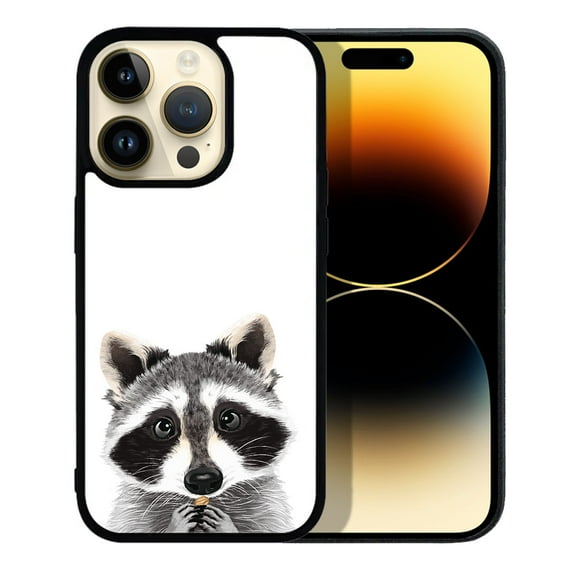 FINCIBO Soft Rubber Protector Cover Case for Apple iPhone 14 Pro Max 6.7" 2022, Raccoon
