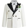 thumbnail image 3 of Boys Suits Toddler Tuxedo Double Breasted Formal Suit Set Kids Wedding Outfit, 3 of 11