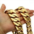 thumbnail image 5 of 31MM Men Chain Gold Plated Curb Link 316L Stainless Steel Necklace 18-40''HEAVY, 5 of 8