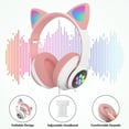 thumbnail image 2 of Rirool Cat Ear Bluetooth Headphones for Kids Girls - Wireless Headset w/Mic, 94dB Volume Limit, LED Lights, Foldable, for School/Travel Pink, 2 of 10