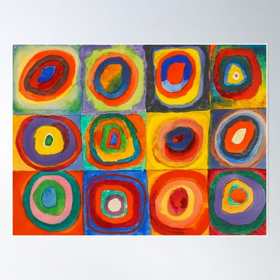 Wassily Kandinsky Color Study Squares With Concentric Circles , Abstract Poster Wall Art, Modern Wall Decor For Living Room Bedroom, 8x12 UNFRAMED