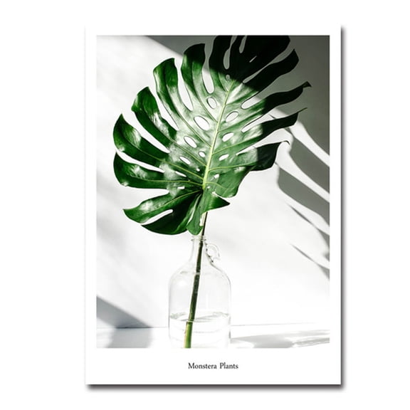 Clearance! Nomeni Ornaments Green Plant Leaves Art Canvas Poster Print Nordic Style Frameless Painting Core Home Decor