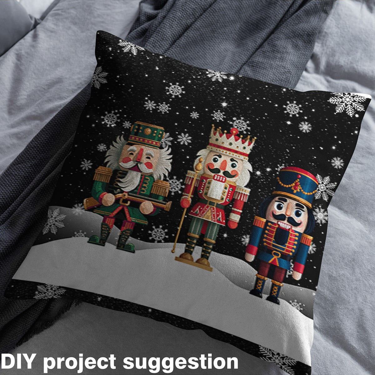 Castle Fairy Teenager Christmas Nutcracker Fabric by the Yard 2 Yards,Winter Snowflake Room Decor Fabric by the Yard,Festival Xmas Sewing Fabric,Microfiber Bedroom Decor