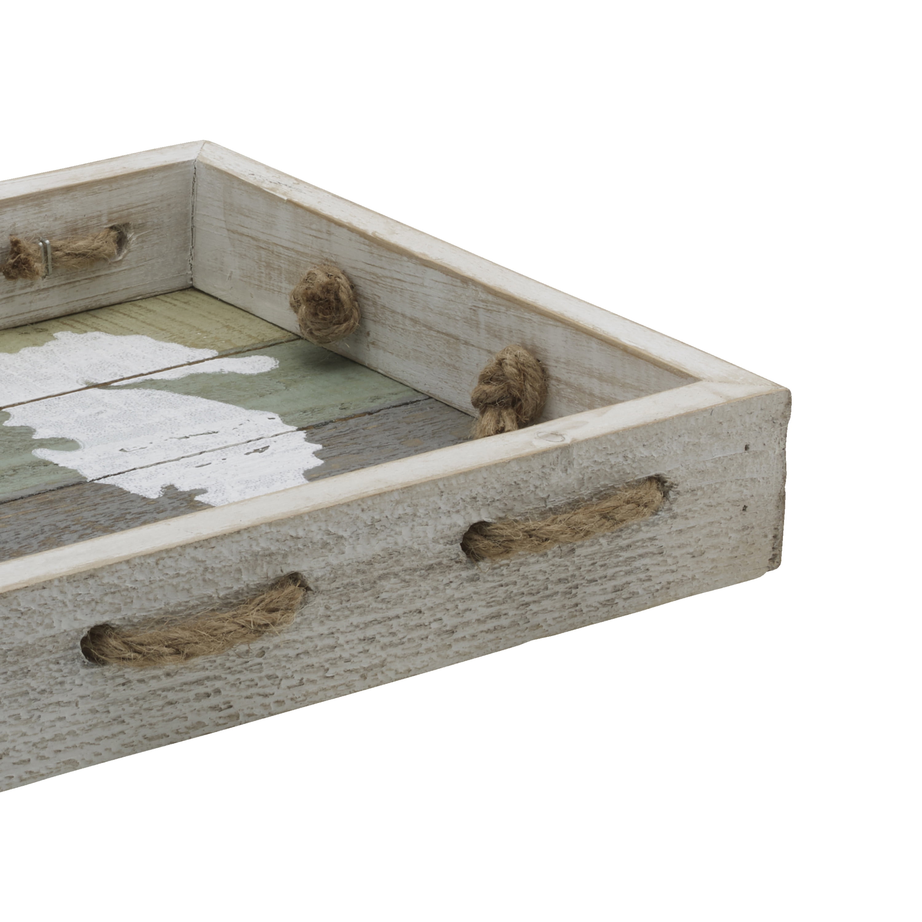 Elements Sun Sand and Sea horse Wood Tray, 14-inch, Assorted