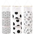 thumbnail image 1 of Bolsas de almacenamiento para colgar en la pared, 3 unidades, de lino premium, para colgar sobre la puerta, impermeables, color blanco, 61 x 18,5 cm, 1 of 5