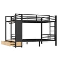 thumbnail image 6 of Leumius Queen over Queen Metal Bunk Bed with Built-in Wardrobe,Heavy Duty Loft Bed Frame with Storage Shelves,Drawers and Pegboard,Space-Saving,Black, 6 of 12