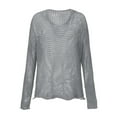 thumbnail image 3 of Women's Hollow Out Crochet Sweater Long Sleeve Drop Shoulder Pullover Hoodie Knitwear 05-Light Gray L, 3 of 4
