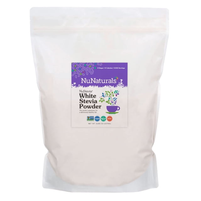 NuNaturals White Stevia Powder Sustituto de azúcar a base de plantas Edulcorante sin calorías 5 lbs