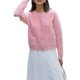 thumbnail image 2 of Cárdigan Informal de Mujer, Cuello Redondo, Estilo Holgado y Relajado, Tejido de Punto, Ideal para Salir. Rosa Talla Única, 2 of 10