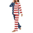 thumbnail image 5 of DISNIMO Women's 2 Piece Pajama Set American Flag Printed Long Sleeve Sleepwear Star Stripe Printed Comfy Pj Ladies Lounge Sets Button Down Nightwear with Long Pants, L, 5 of 7