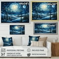 thumbnail image 4 of Designart "Christmas Winter Wonderland Night Landscape" Landscapes Framed Wall Art - Traditional Blue Winter Landscape Bedroom Framed Canvas Wall Art, 4 of 6