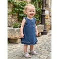 thumbnail image 3 of BemeyourBBs Toddler Baby Girls Denim Tank Dress 6 12 18 24 Months 2 3 4 Years Spring Summer Fall Ruffle Decor Half Button Sleeveless A Line Jeans Dress, 3 of 9