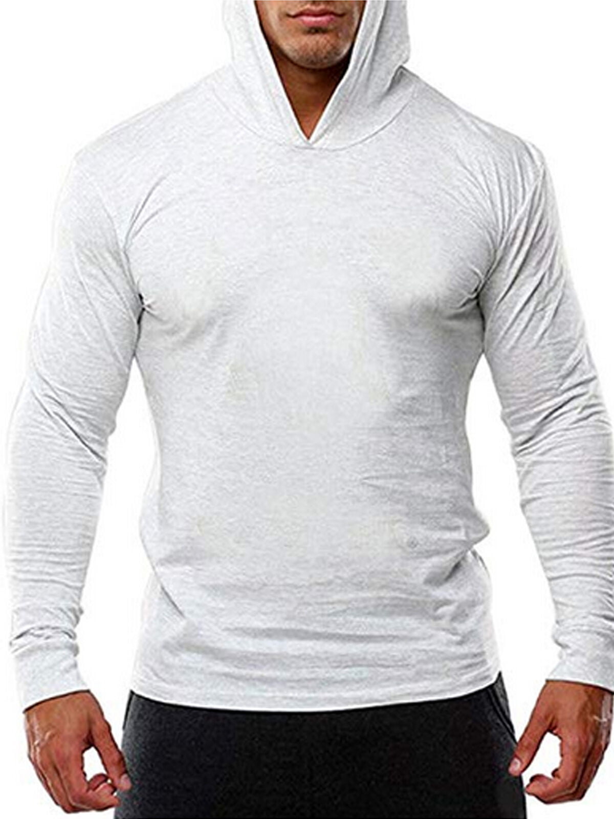 Luethbiezx - Men Muscle Basic Fit Hoodies Pullover Gym Long Sleeve ...