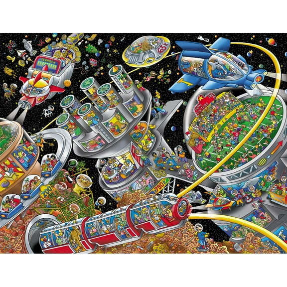 Springbok 500 Piece Space Town Jigsaw Puzzle for Adults and Family - Made in USA