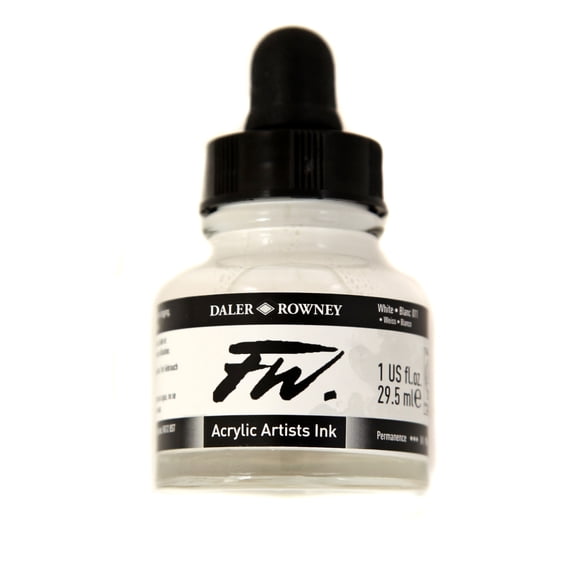 Daler-Rowney FW Acrylic Artists Ink, 1 oz. Dropper-Top Bottle, White