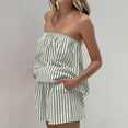 thumbnail image 5 of Women Striped Two Piece Shorts Set Strapless Tube Top Lounge Sets Summer Vacation Resort Travel Outfits, 5 of 5