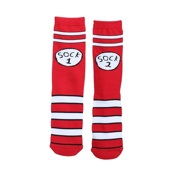 Sock 1 and 2 Red One Size Fits Most Crew Socks