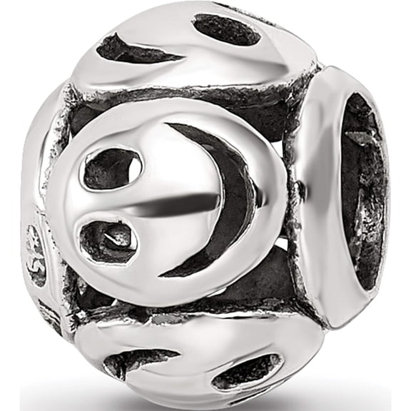 Sterling Silver Reflections Smiley Faces Bead (9.09 X 7.27) Made In Thailand qrs2433