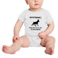 thumbnail image 2 of Warning: Protected by A Doberman Dog Funny Baby Rompers Baby Clothes (White,12-18 Months), 2 of 5