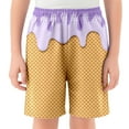 thumbnail image 2 of BloomJoy Little Kid Ice Cream Shorts 2-14T Boy Girl Elastic Waist with Pockets Summer Cool Preppy Ice Cream Baseball Shorts 3-4 Years Purple Summer Shorts, 2 of 5