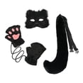 thumbnail image 4 of Máscara y cola de Therian para mujeres y niñas Perfecl disfraz de gato para festivales de clubes nocturnos y bailes de graduación Cabello corto negro, 4 of 8