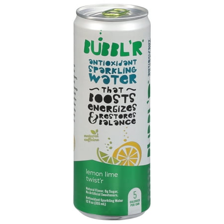 BUBBL'R Antioxidant Sparkling Water, lemon lime twist'r, 12 fl oz Can
