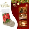 thumbnail image 4 of Poinsettia Flower Wood Christmas Stockings Christmas Presonalized Large Stocking Sock, Set of 1 Xmas Party Winter Decor Candy Bag Family Holiday Gift, 17.7 Inch, 4 of 7