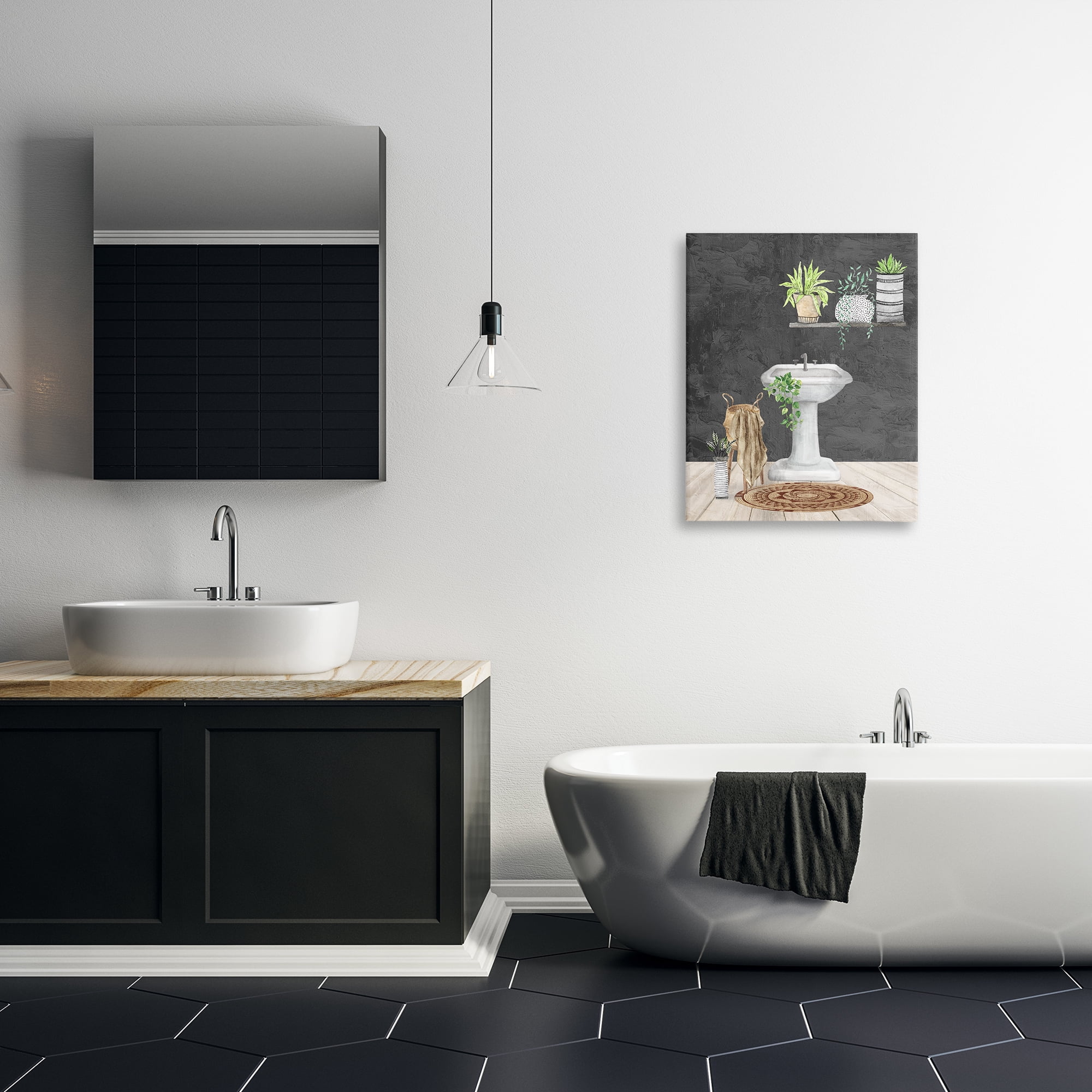 Stupell Industries Relaxing Bathroom Scene Bath & Laundry Painting Wrapped Canvas Art Print Wall Art, 24 x 30